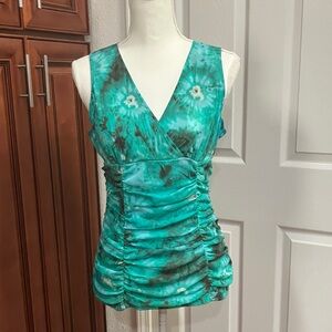 Vintage women’s Vibrant Teal Ruched Tank Top Size:S